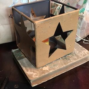 Primitive star metal candle holder